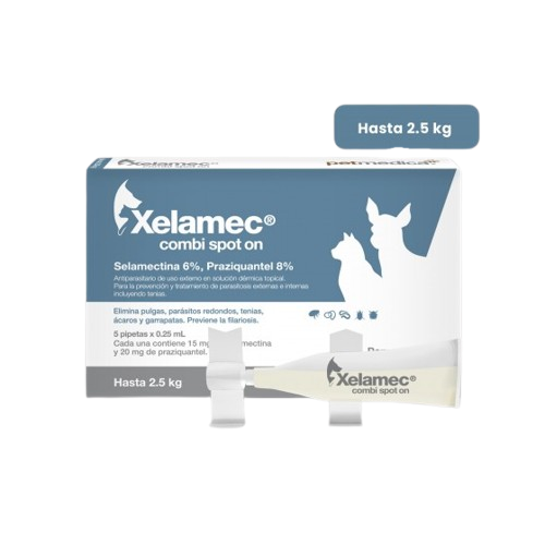 XELAMEC COMBI SPOT ON - Perros y Gatos Hasta 2.5kg (Caja 5 pipetas)