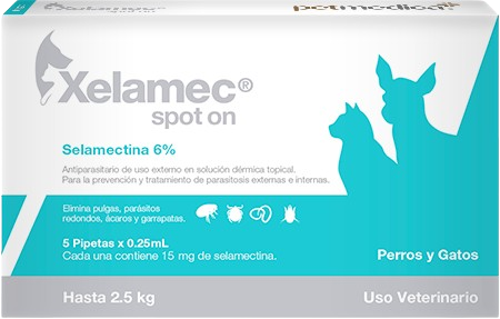 XELAMEC SPOT ON - Perros y Gatos Hasta 2.5kg (Caja 5 pipetas)