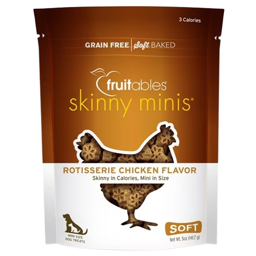 FRUITABLES DOG TREATS SKINNY MINIS ROTISSERIE CHICKEN – POLLO ASADO 05 ONZAS