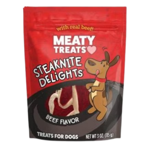 MEATY TREATS BAC'N CREATIONS MINI BITES 3oz Meaty Treats Steaknite Delites