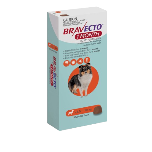 Bravecto 1-Mes (4.6 a 10kg) Naranja