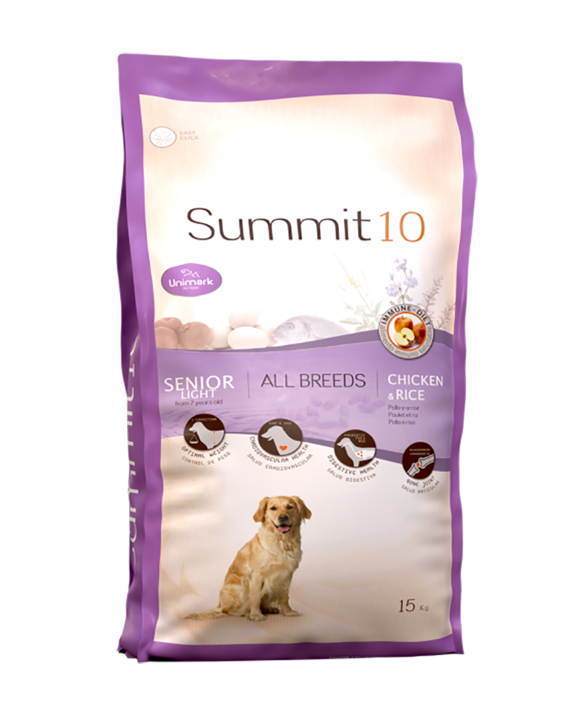 SUMMIT 10 PERRO SENIOR RECETA LIGERA POLLO Y ARROZ - 15KG