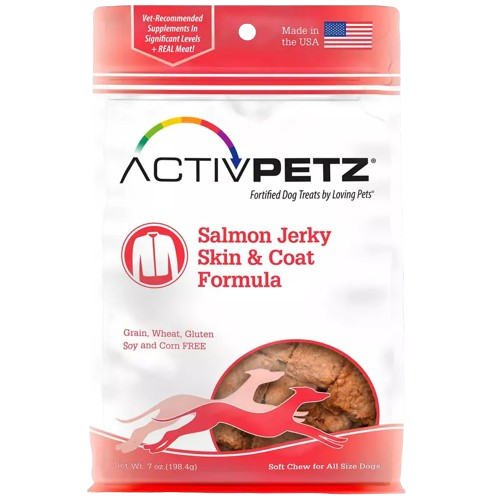 LOVING PETS - ACTIVPETZ SALMON JERKY SKIN & COAT FORMULA TREAT 7 OZ